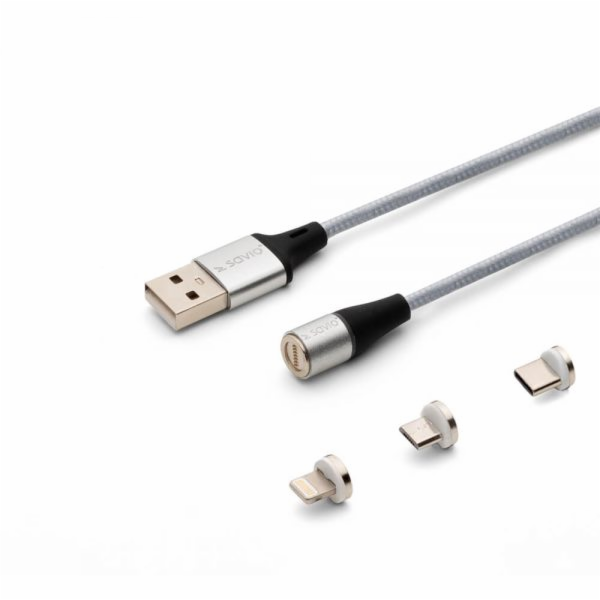 SAVIO CL -153 Magnetický KABEL - USB typu C, Micro a Ligh...