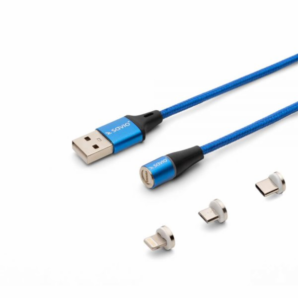 SAVIO CL-157 Magnetický kabel 3 v 1 typu C, Micro USB, Li...