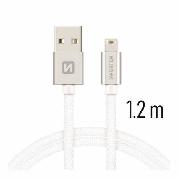Swissten Datový Kabel Textile Usb / Lightning 1,2 M Stříbrný