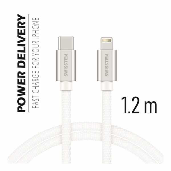 Swissten Datový Kabel Textile USB-C / Lightning 1,2 M Stř...