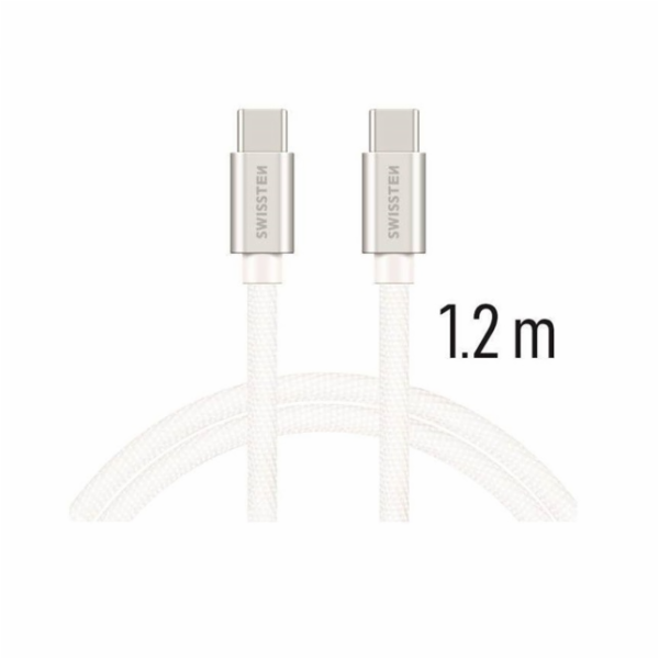 Swissten Datový Kabel Textile USB-C / USB-C 1,2 M Stříbrný
