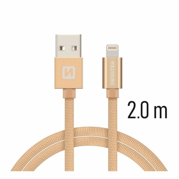 Swissten Datový Kabel Textile Usb / Lightning 2,0 M Zlatý
