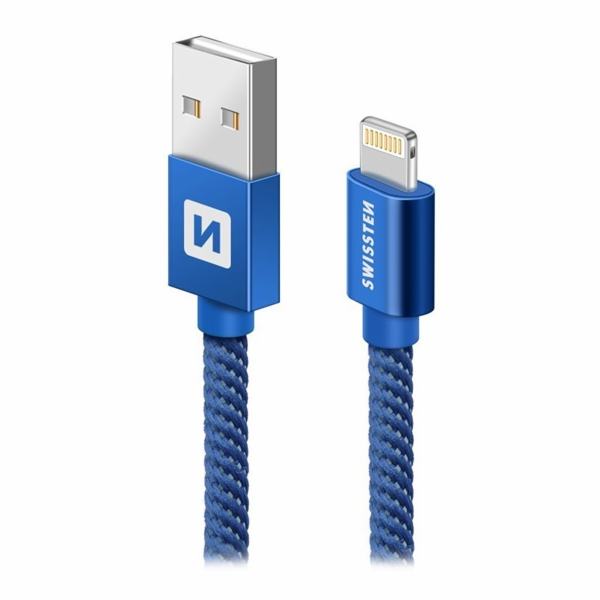 Swissten Datový Kabel Textile Usb / Lightning 1,2 M Modrý