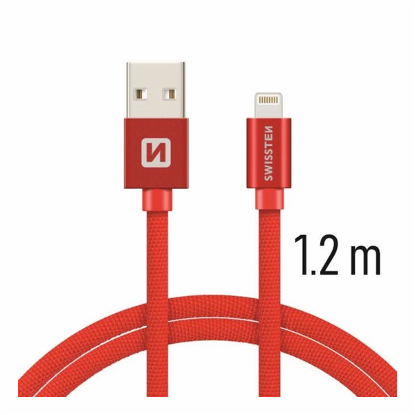 Swissten Datový Kabel Textile Usb / Lightning 1,2 M Červený