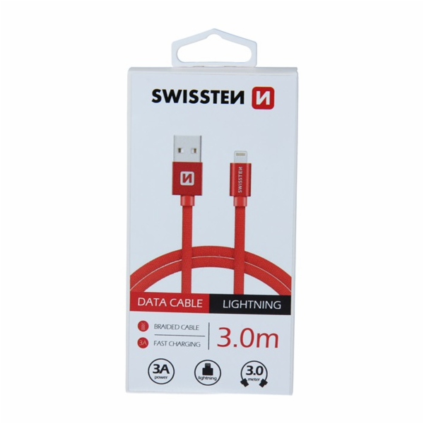 Swissten Datový Kabel Textile Usb / Lightning 3,0 M Červený