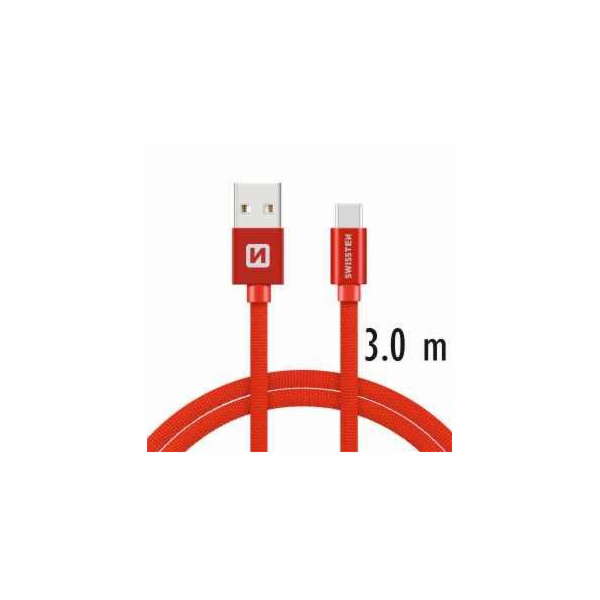 Swissten Datový Kabel Textile Usb / Usb-C 3,0 M Červený