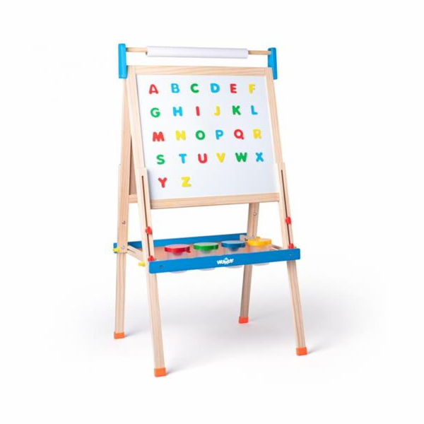 Tabule Woody "ABC" s písmeny, s rolí papíru a kelímky