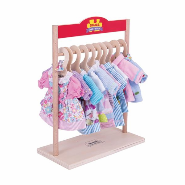 Věšák Bigjigs Toys na šaty pro panenky 