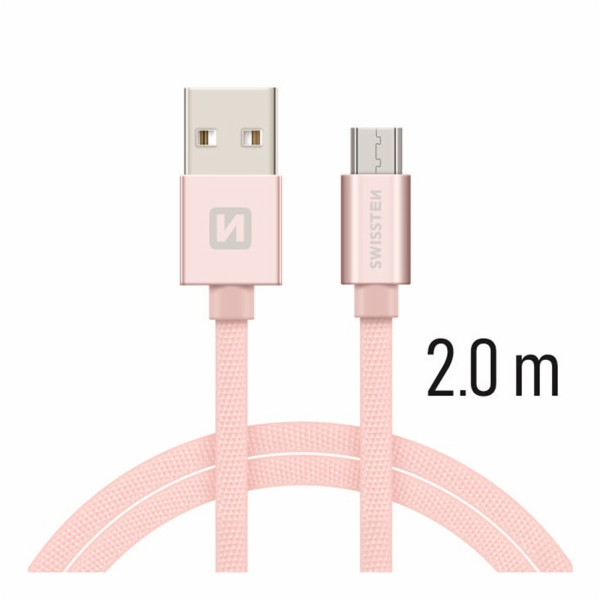 Swissten Datový Kabel Textile Usb / Micro Usb 2,0 M Růžov...