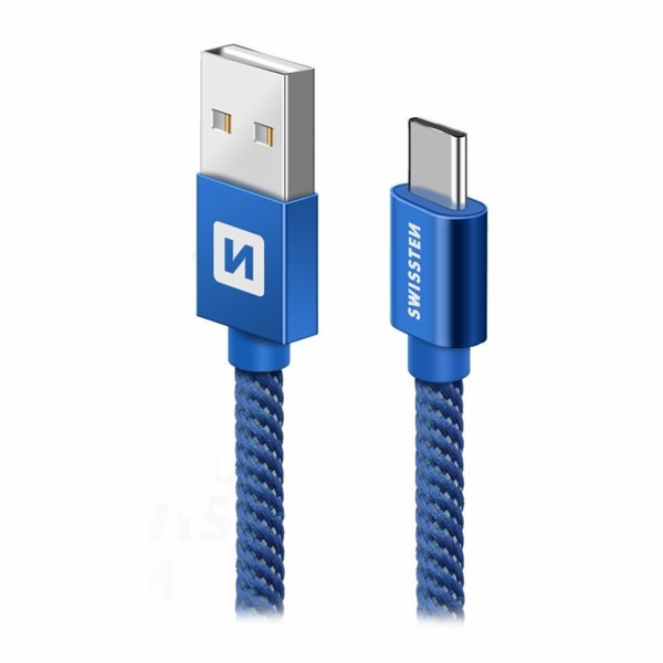 Swissten Data Cable Textile USB / USB-C 0.2 m, blue