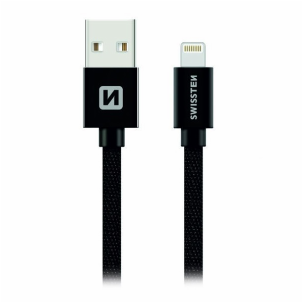 Swissten Datový Kabel Textile Usb / Lightning 0,2 M Černý