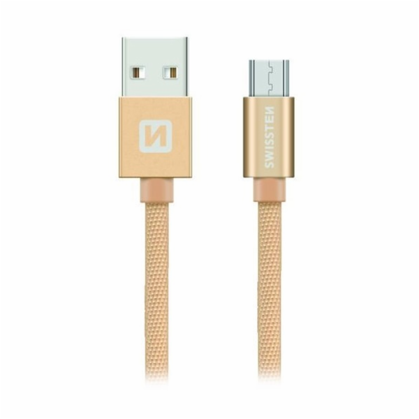 Swissten Datový Kabel Textile Usb / Micro Usb 2,0 M Zlatý