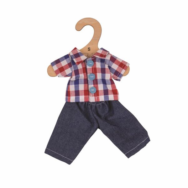 Bigjigs Toys Kostkovaná košile a rifle pro panenku 28 cm