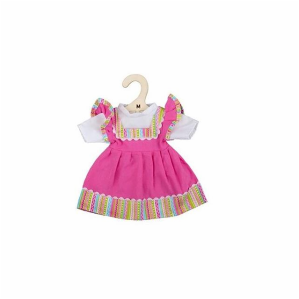 Bigjigs Toys Růžové šaty s pruhovaným lemováním pro panen...