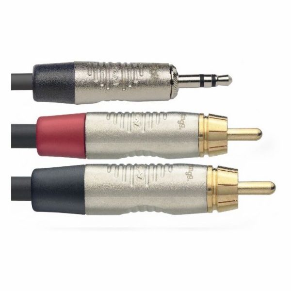 Stagg NYC1,5/MPS2CMR, kabel 2x RCA/mini JACK, 1,5m