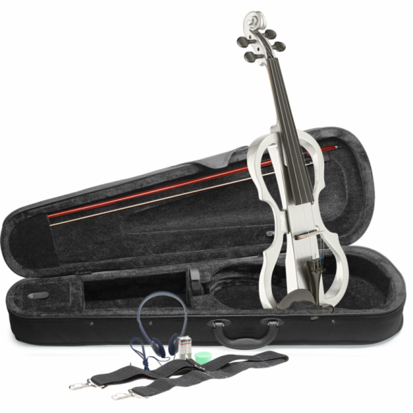 Stagg EVN X-4/4 WH, elektrické housle s pouzdrem a sluchá...