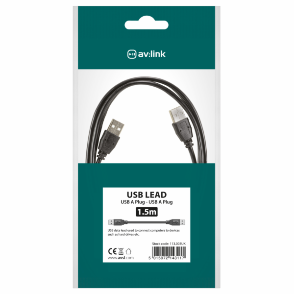 AV:link kabel USB 2.0, 1x typ A samec - 1x typ A samec, 1.5m