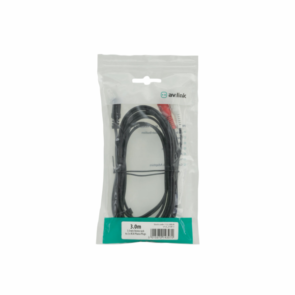 AV:link kabel Jack 3.5mm stereo samec - 2x RCA samec, 3m