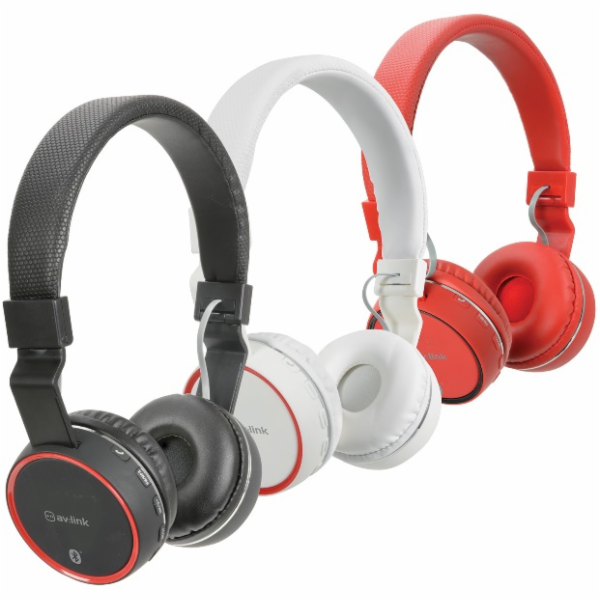 AV:link PBH-10 bezdrátová Bluetooth SD sluchátka, bílá