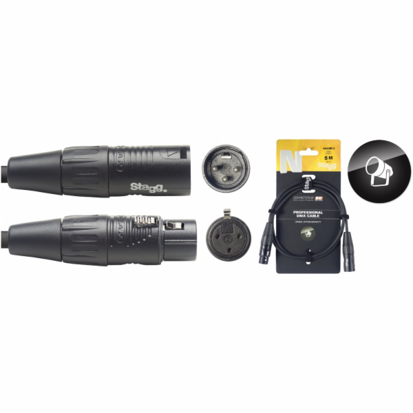 Stagg NDX5R-3, DMX kabel, 3pin XLR, 110 Ohm, délka 5m