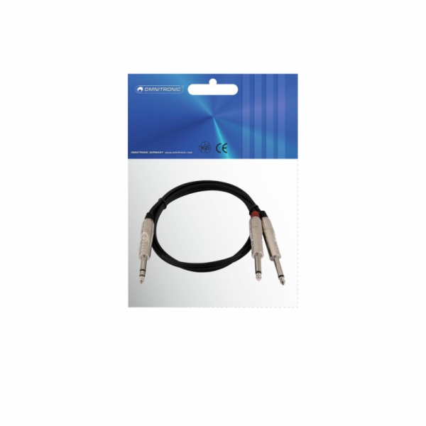 Kabel AK-30 Jack 6,3 stereo - 2x Jack 6,3 mono, 3 m