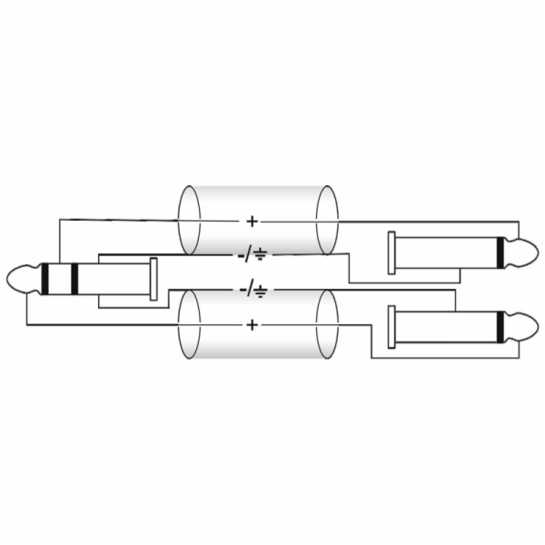 Kabel AC35-30 Jack 3,5 stereo - 2x Jack 6,3 mono, 3 m