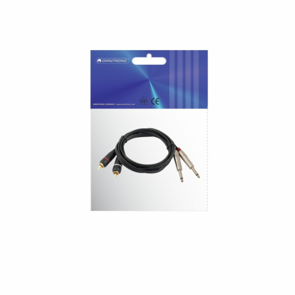 OMNITRONIC Adaptační kabel 2xJack/2xRCA 1m bk