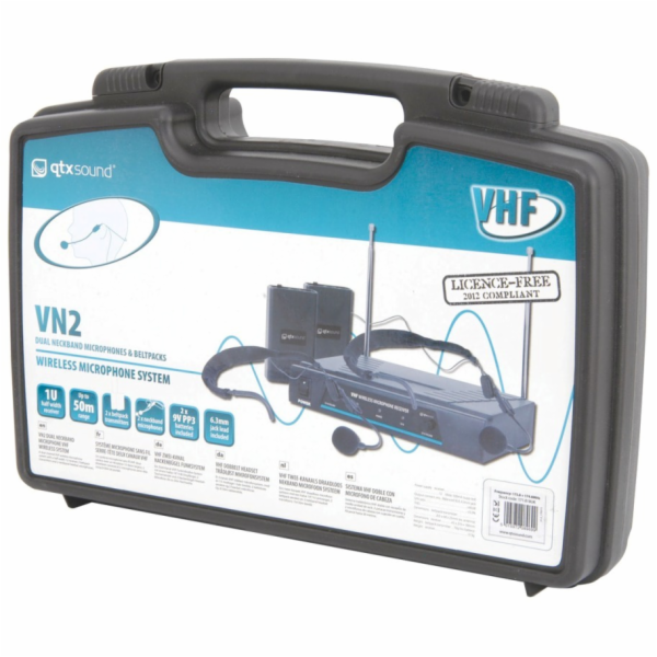 QTX VN2, 2-kanálový bezdrátový mikrofonní set 173,8 MHz /...