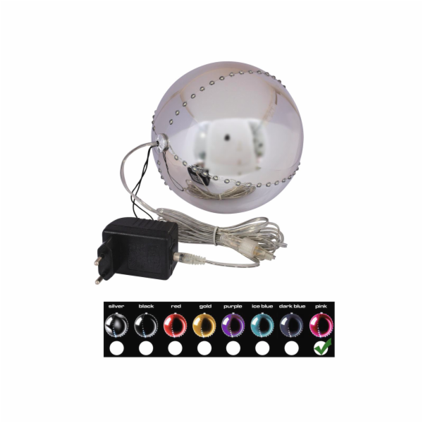 Sněhové LED koule, 15 cm, růžová, 1 ks