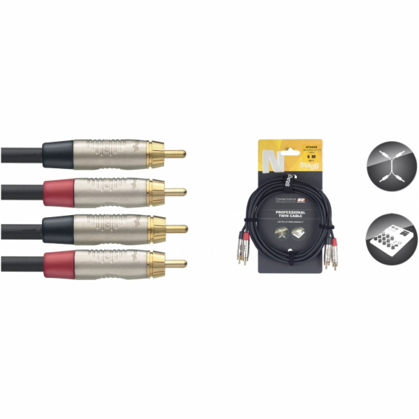 Stagg NTC6CR, kabel dvojitý RCA/RCA, 6m