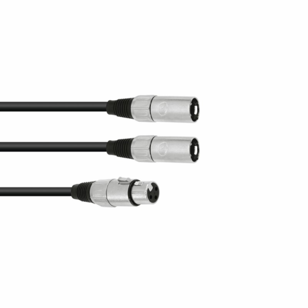 Kabel adaptér XLR samice / 2x XLR samec, délka 1 m,  černý