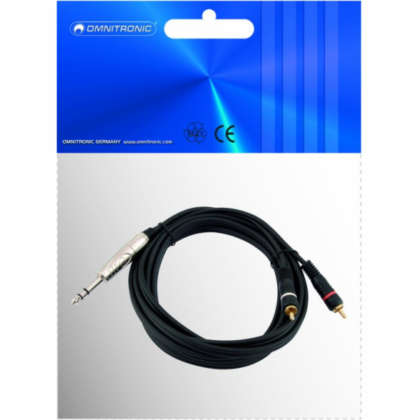 Omnitronic rozbočovací kabel stereo Jack 6,3mm/2x RCA (M)...