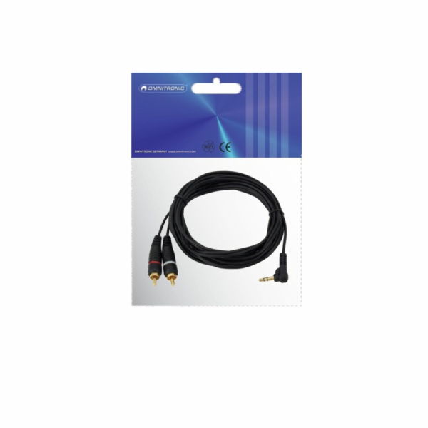 Omnitronic kabel stereo mini Jack 3,5 mm 90°/2xRCA, 1,5m