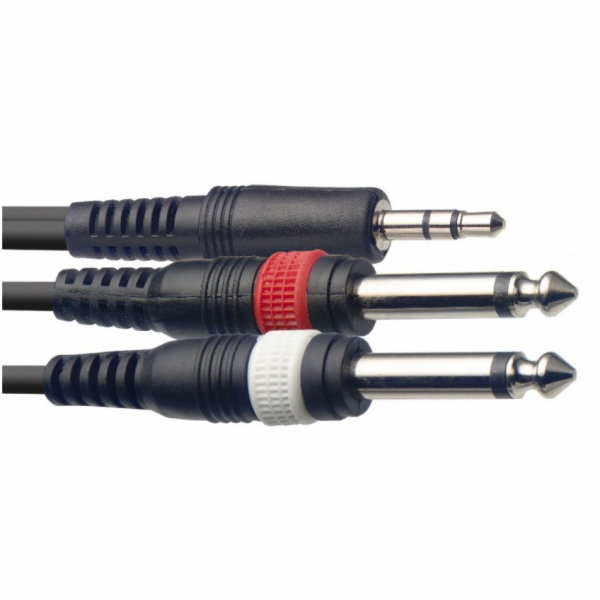 Stagg SYC1/MPS2P E, kabel mini stereo JACK/2x JACK, 1m