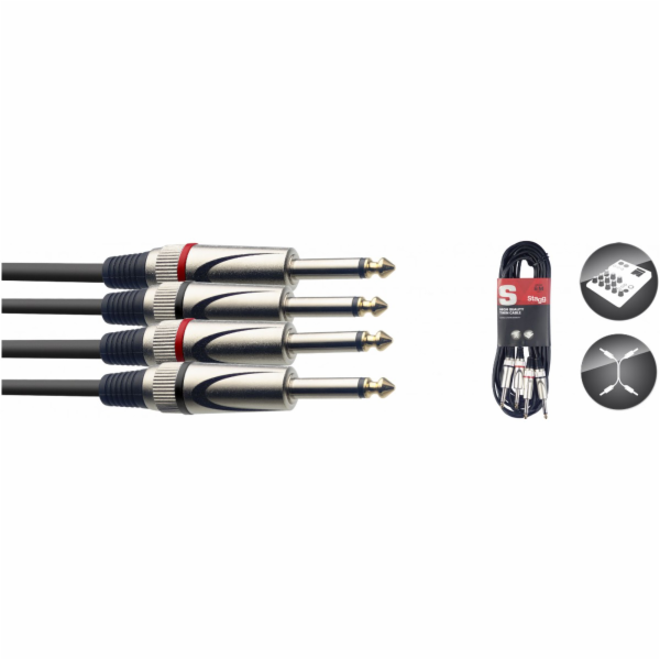 Stagg STC10P, kabel dvojitý 2x JACK/2x JACK, 10m