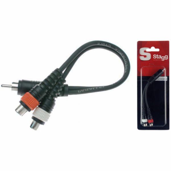 Stagg YC-0,1/1C2CFH, redukce 1x Cinch samec – 2x Cinch sa...
