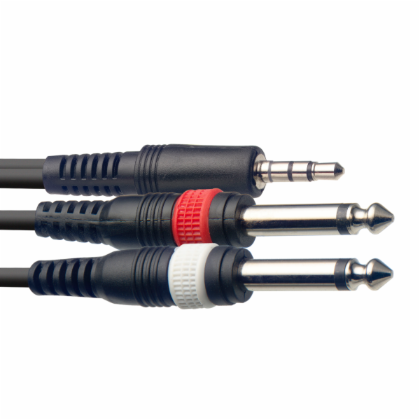 Stagg SYC3/MPS2P E, kabel mini stereo JACK/2x JACK, 3m