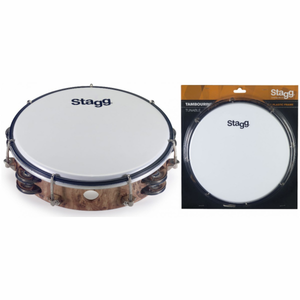 Stagg TAB-208P/WD, dvouřadá laditelná tamburína, 8"