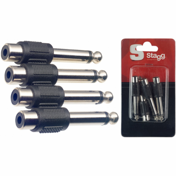 Konektor Stagg, 4 ks - adaptér RCA samice - jack 1/4"