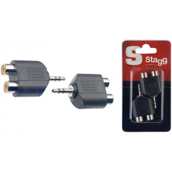 Stagg AC-2CFJMSH, redukce 2x RCA samice - 1x Jack 3,5 mm ...