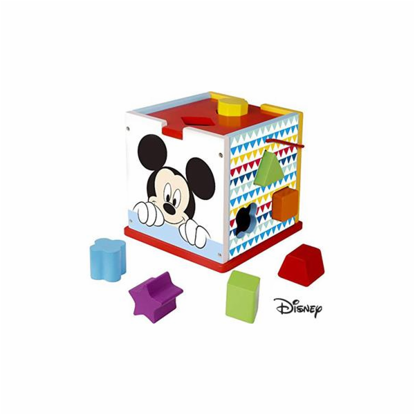 Hračka Disney baby Mickey dřevěná kostka s vkládacími tvary