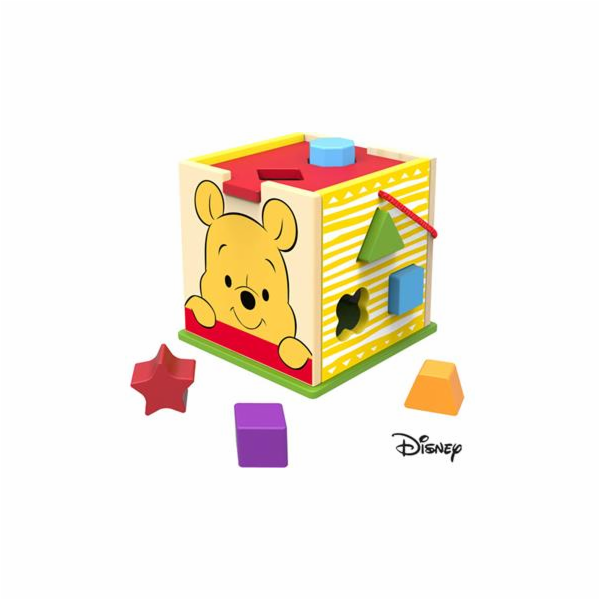 Hračka Disney baby Winnie dřevěná kostka s vkládacími tvary
