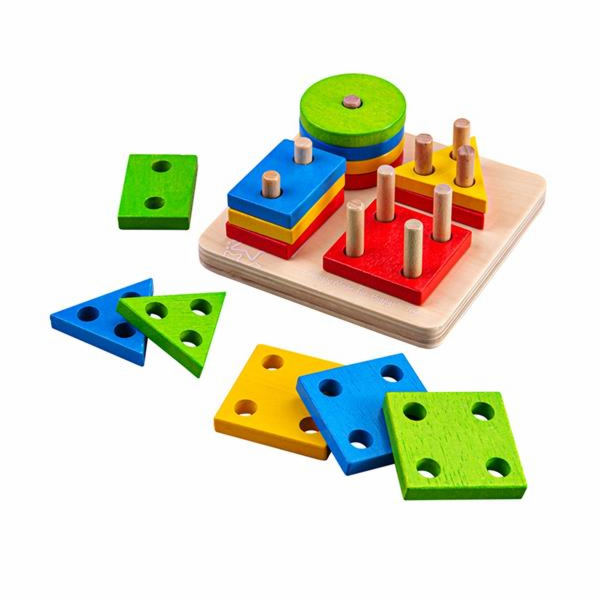Hračka Bigjigs Toys Baby Nasazování barevných tvarů na tyče 