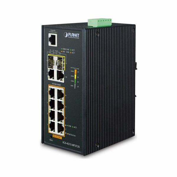 Planet IGS-4215-8P2T2S průmyslový L2 switch, 8x1Gb, 2x1Gb...