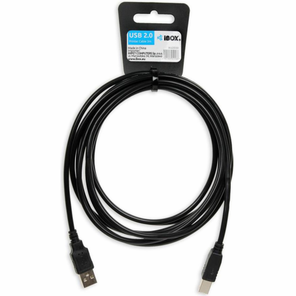 iBox IKU2D USB kabel 3 m USB 2.0 USB A USB B Černá