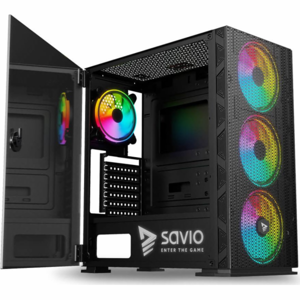 SAVIO PC skříně Raptor X1 ARGB Glass/Mesh Černá