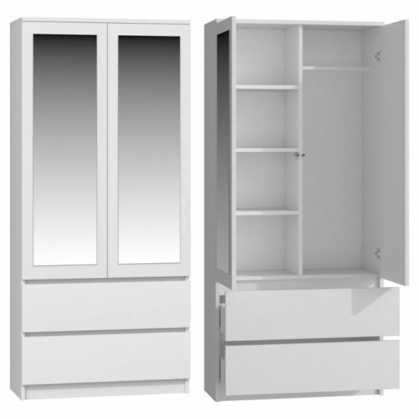 Topeshop SS-90 LUSTRO bílá šatní skříň