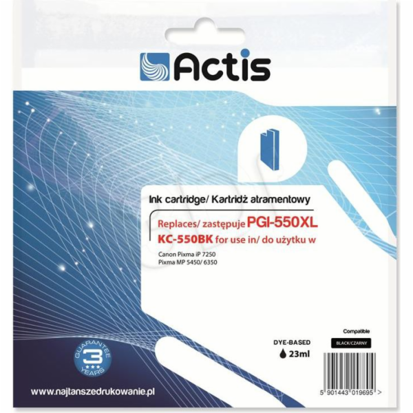 Actis KC-550Bk ink for Canon printer; Canon PGI-550Bk rep...