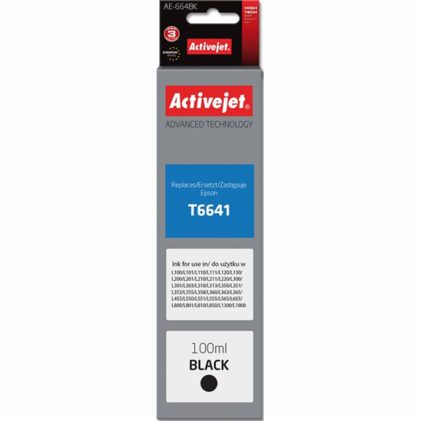 Activejet AE-664Bk ink (replacement for Epson T6641; Supr...