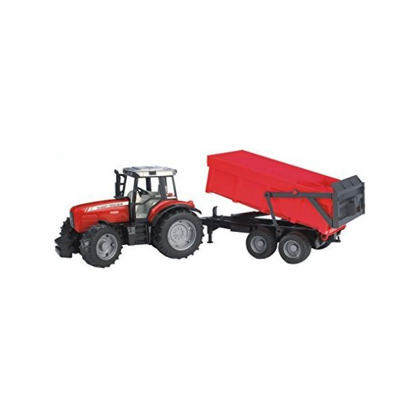 Traktor Traktor Massey Ferguson se sklápěcím přívěsem